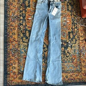 Zara Blue Flare Wide Leg Jeans